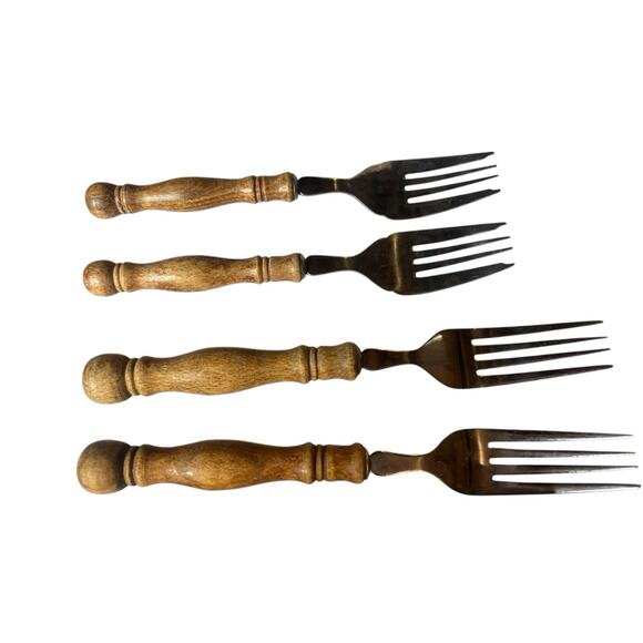 18 Pc CUTLERY OLD HOMESTEAD Wood‎ Handle Stainless Flatware Cabin Camping VTG - Picture 1 of 4